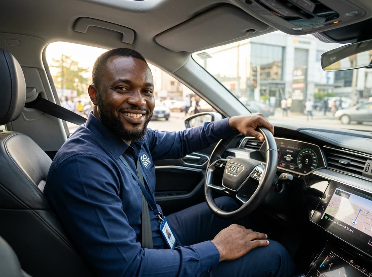 Smiling professional UniRide driver partner